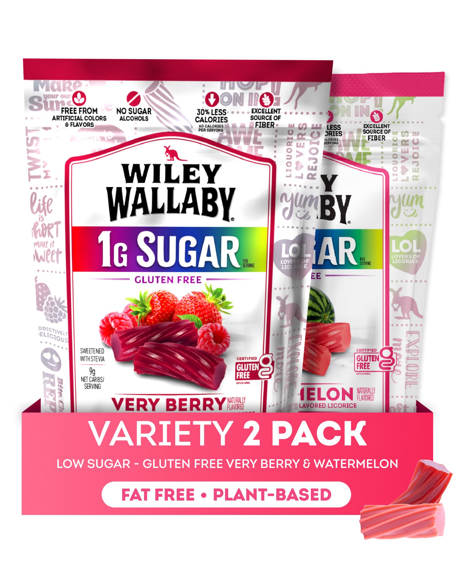 Wiley Wallaby Watermelon licorice twists—fruity, chewy treats for on-the-go snacking
