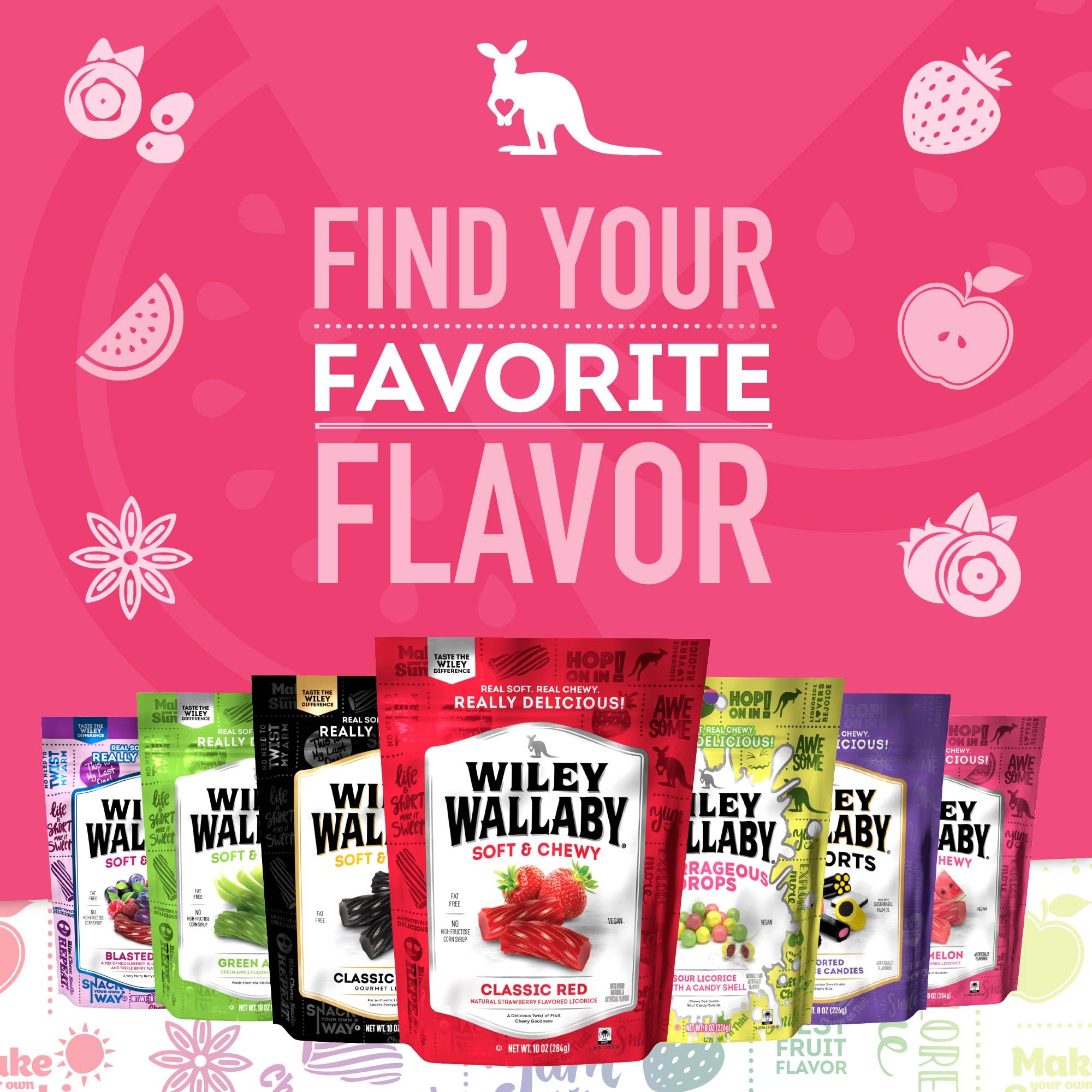 Wiley Wallaby Watermelon Twist 3-pack display showing value and shareability