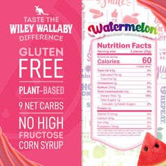 Wiley Wallaby Watermelon Twist bag close-up highlighting natural flavor in a gluten-free treat