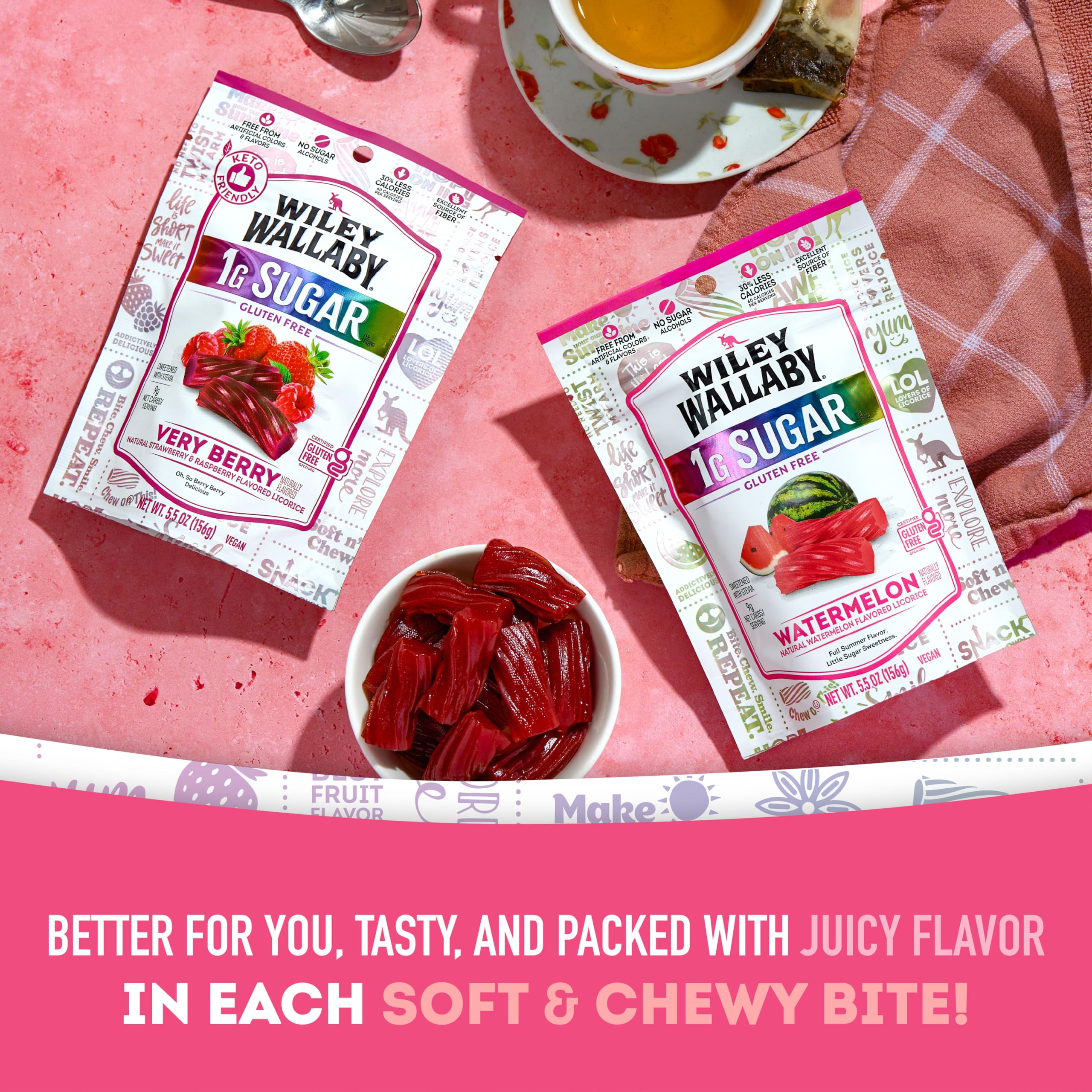 Wiley Wallaby Watermelon Twist on kitchen counter as a convenient resealable snack