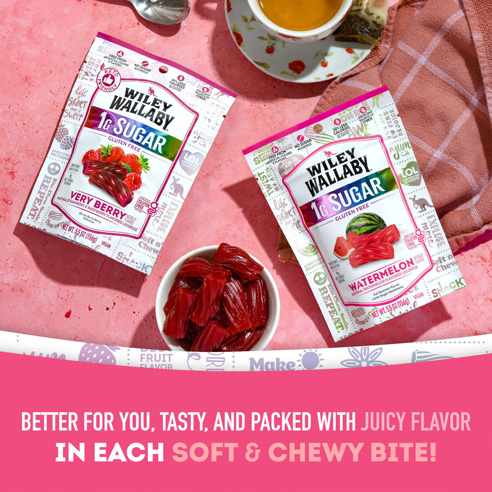 Wiley Wallaby Watermelon Twist on kitchen counter as a convenient resealable snack