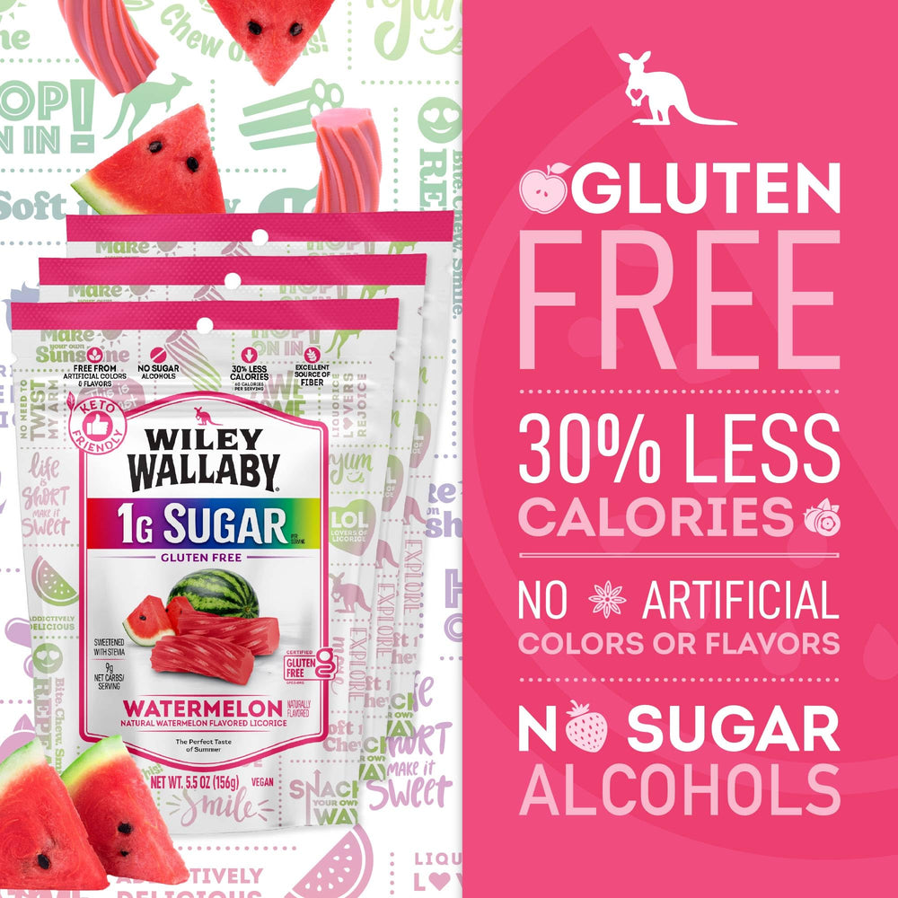 Wiley Wallaby Watermelon Twist texture close-up for premium Australian licorice experience