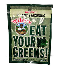 Wiley's Green Seasonings packets close up—easy flavor boost for leafy greens.