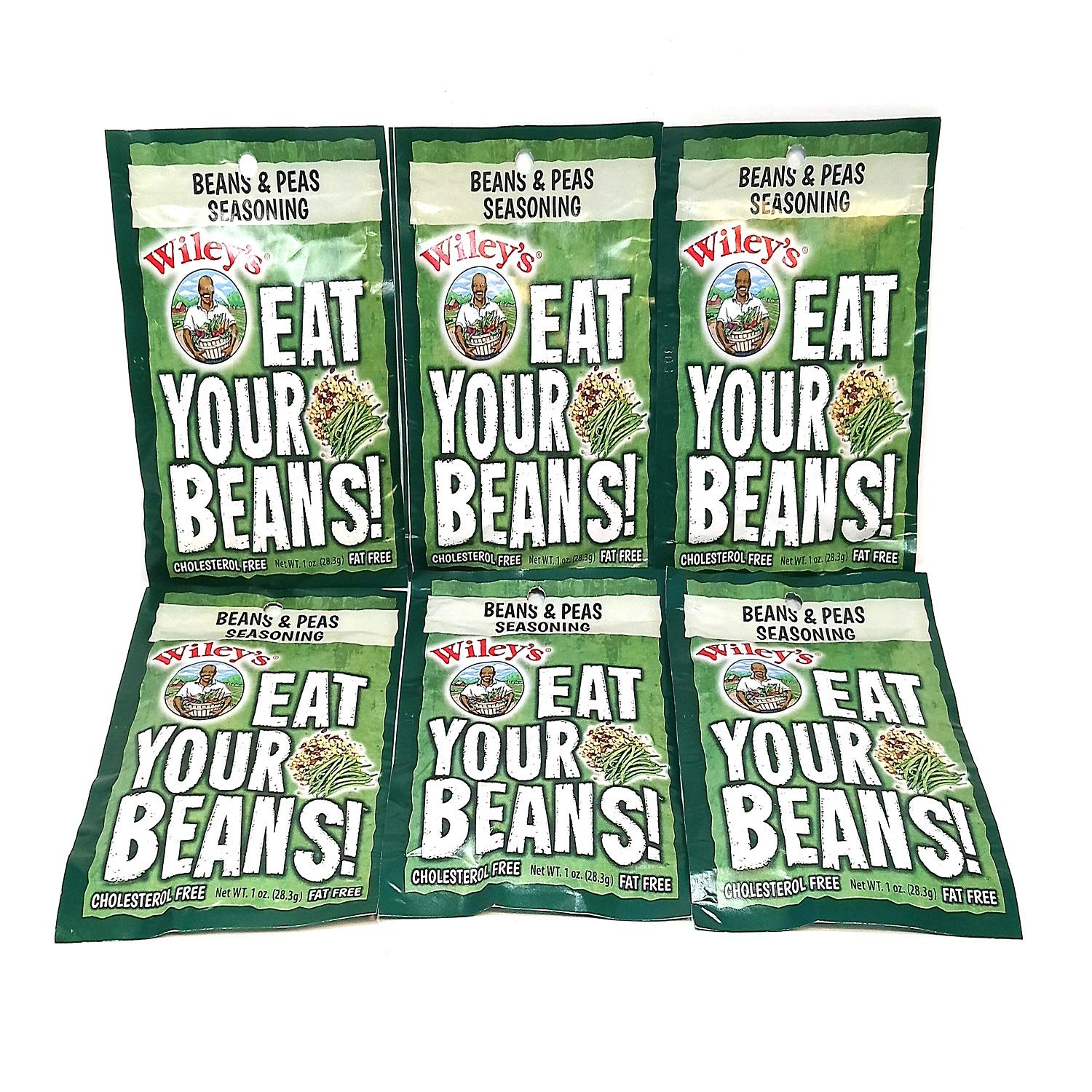 Wiley's Beans & Peas Seasoning pour-dispense shot shows easy seasoning access.