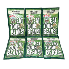 Wiley's Beans & Peas Seasoning pour-dispense shot shows easy seasoning access.
