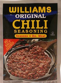 Williams Original Chili Seasoning for 4 lbs meat enhances flavor and simplifies chili prep.