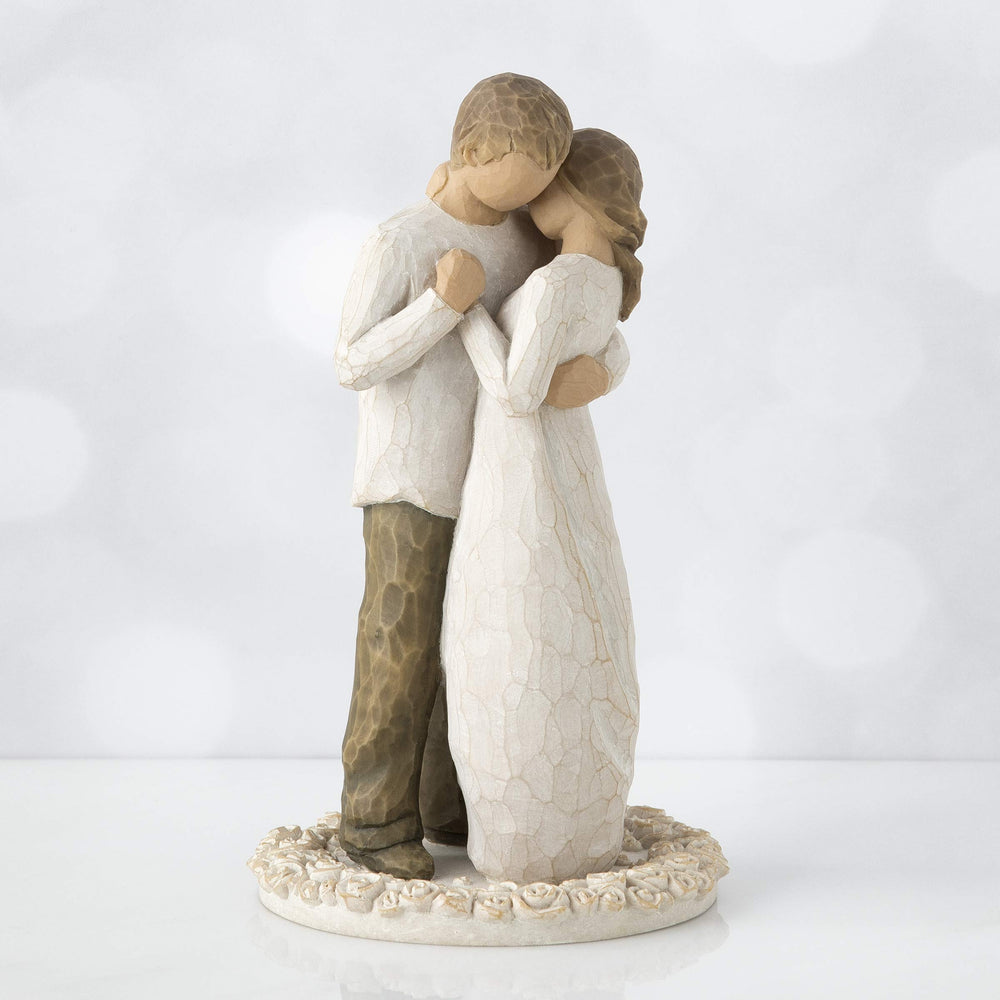Willow Tree Promise Cake Topper close-up of carved rose base.
