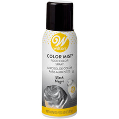 Wilton Black Color Mist spray can adds dramatic color to cakes, cookies, and desserts