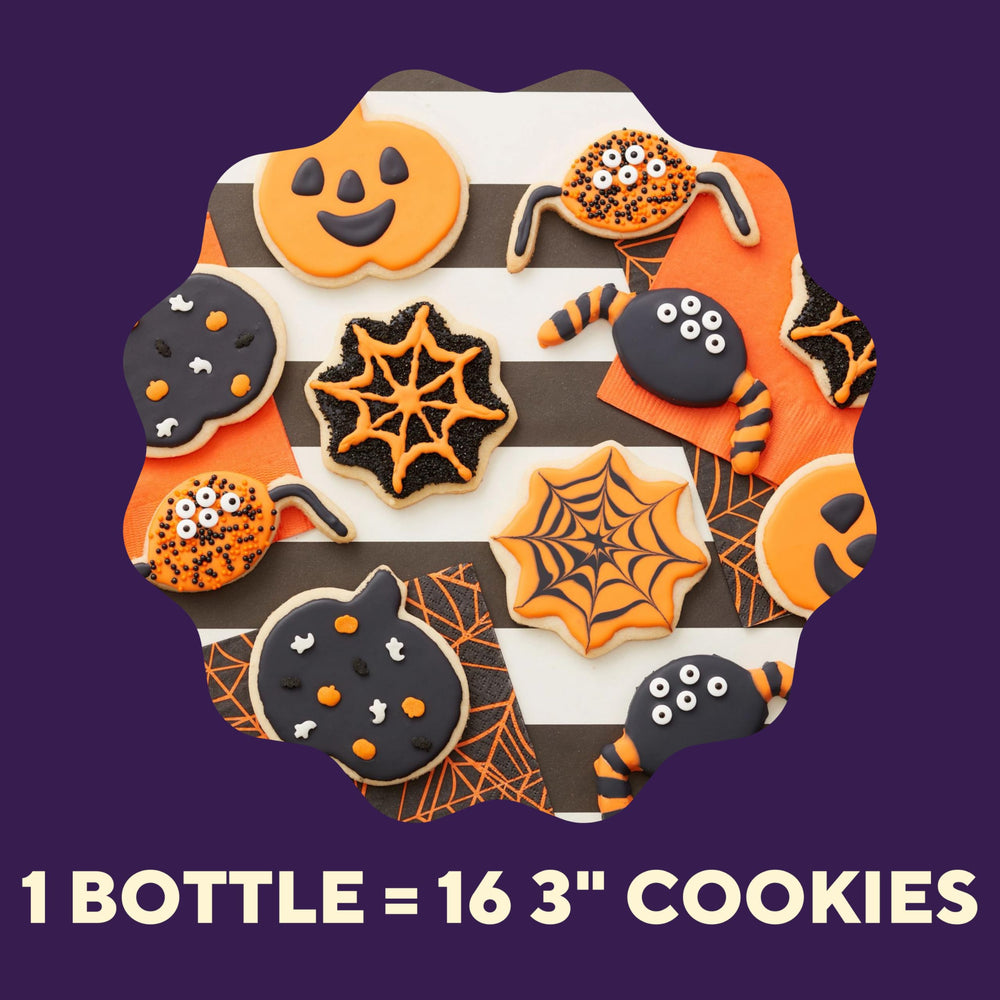 Twist-cap flow control demonstrated with Wilton Black Cookie Icing