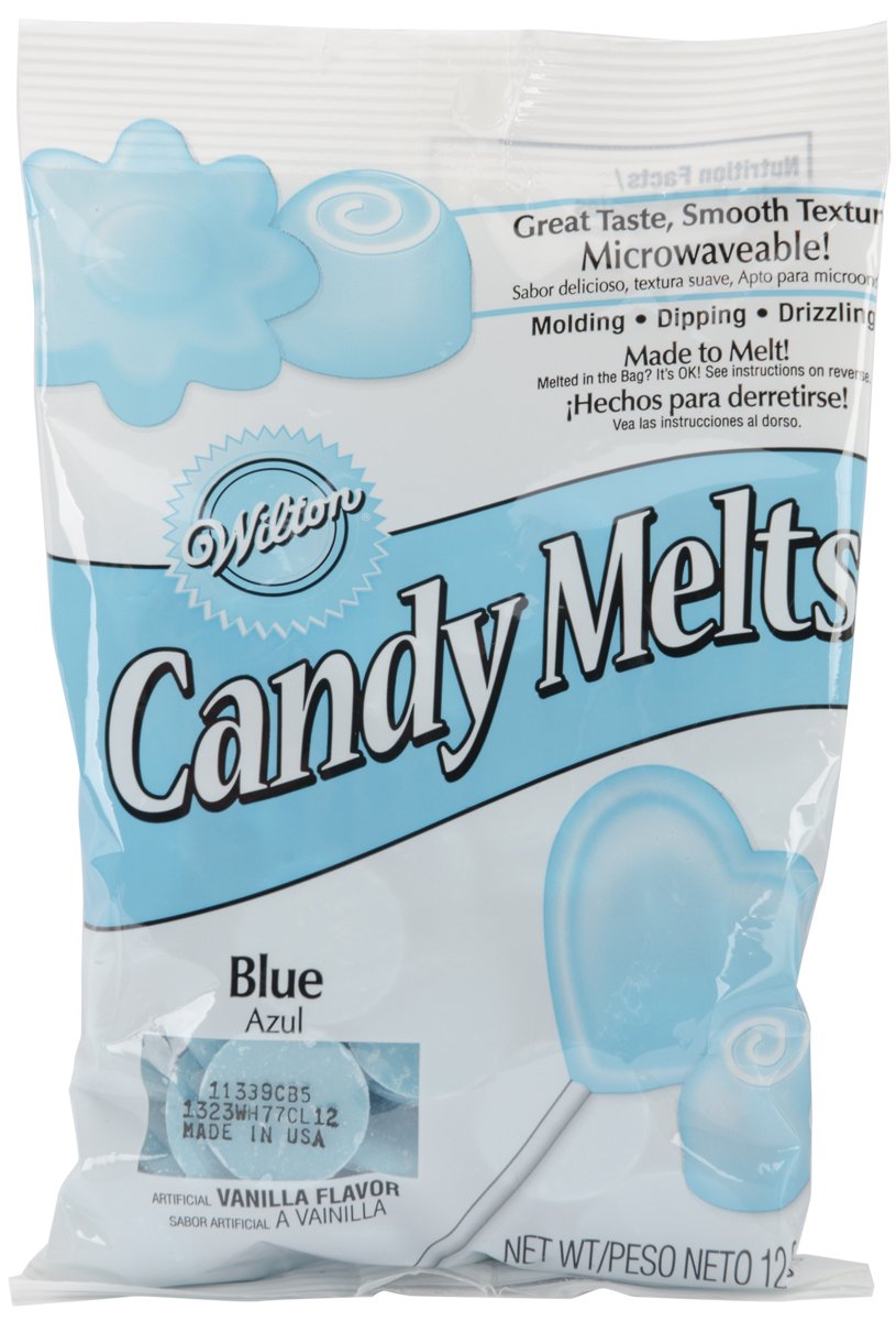 Wilton Blue Candy Melts for dipping strawberries and decorating cakes with vibrant color