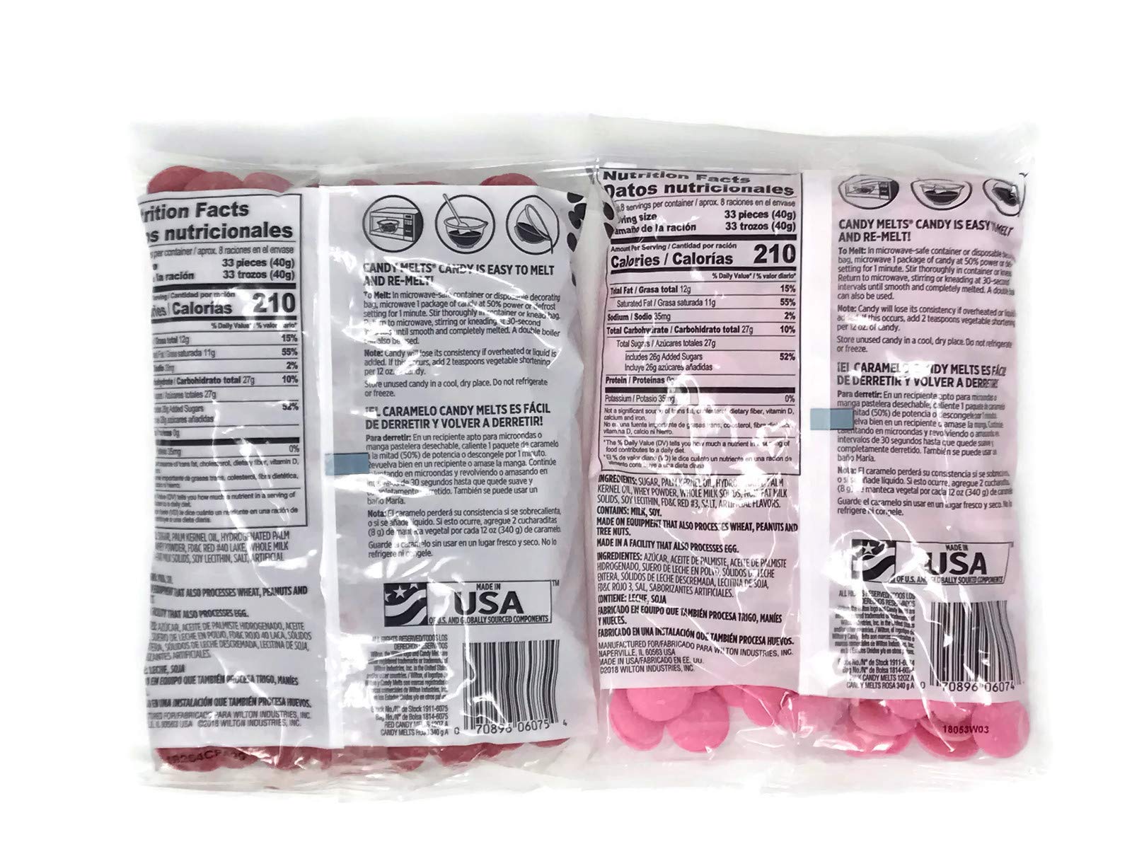 Wilton Candy Melts pink 12 oz pack ideal for celebrations and colorful designs.