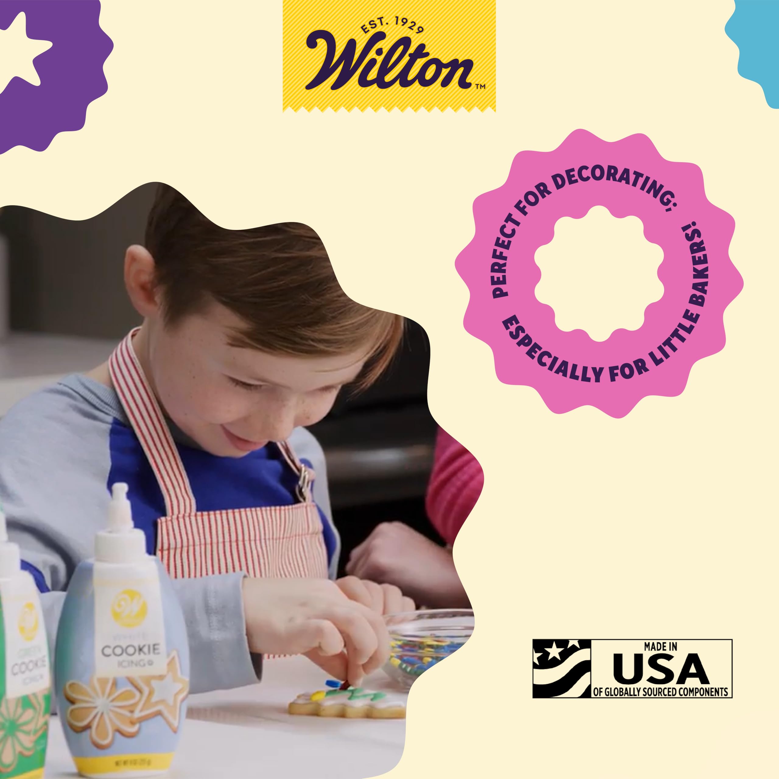 7.5 oz Wilton Icing covers about 15 three-inch cookies.