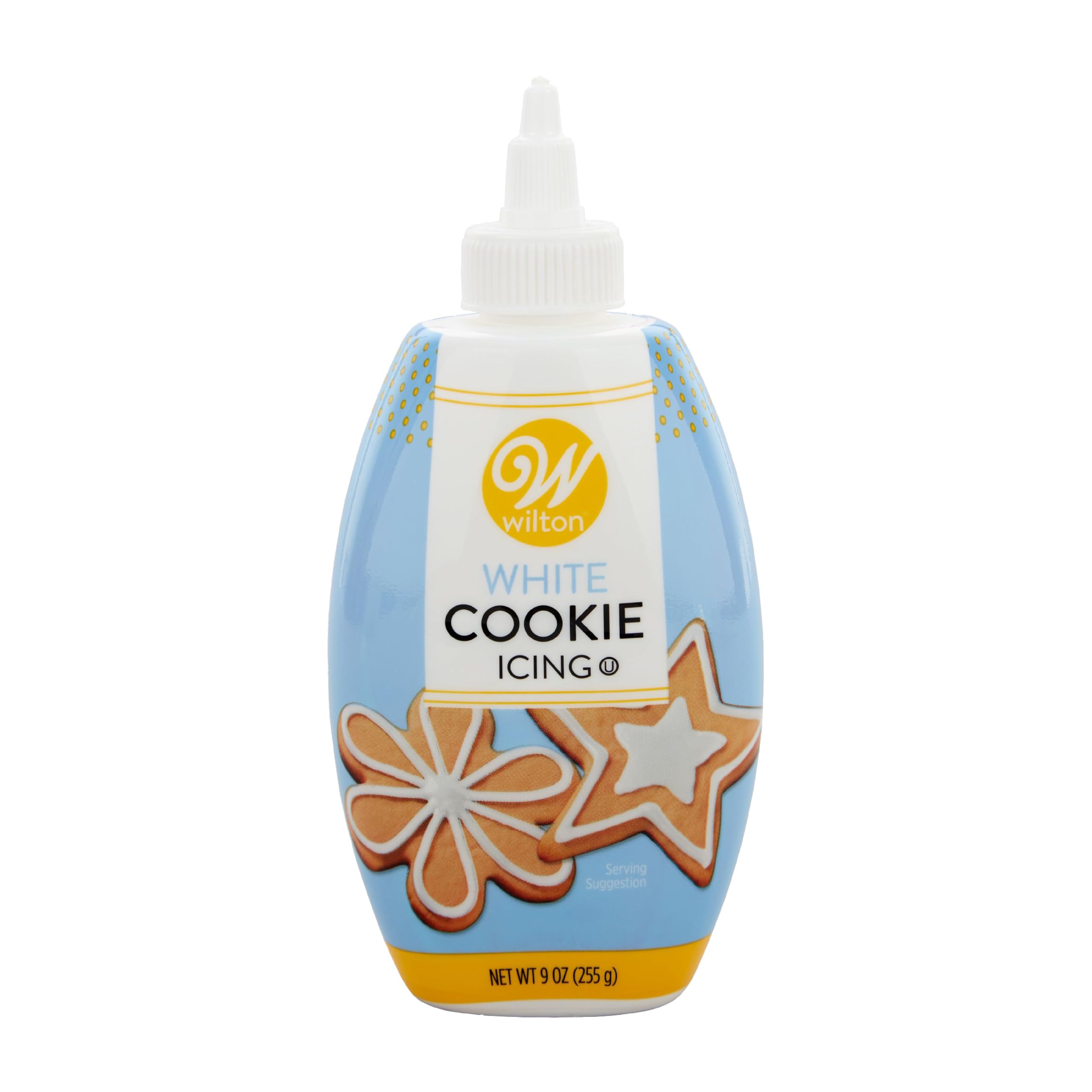 Wilton Cookie Icing bottle cap twist enables precise outlining on cookies.