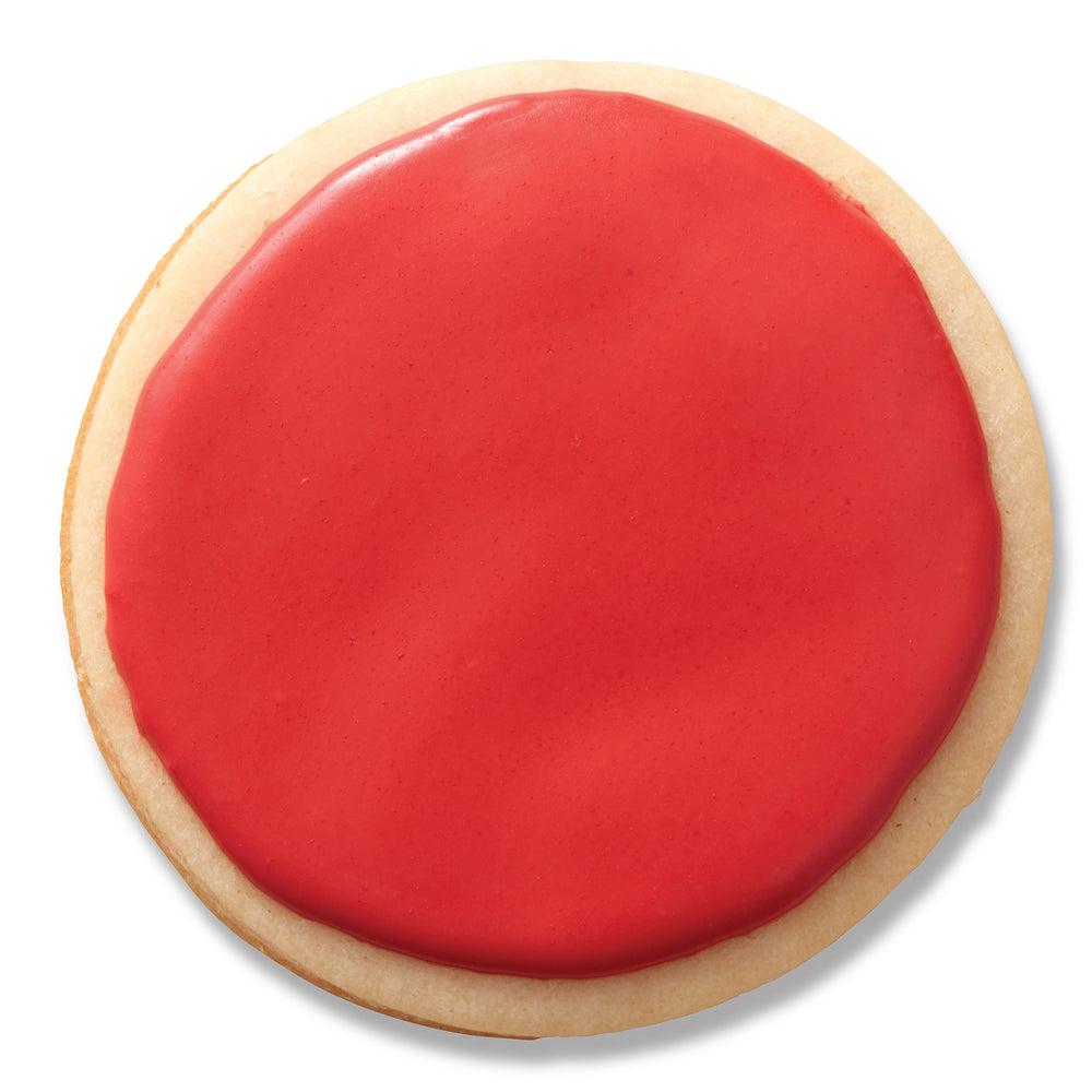 Wilton red icing dries quickly to stack decorated cookies safely