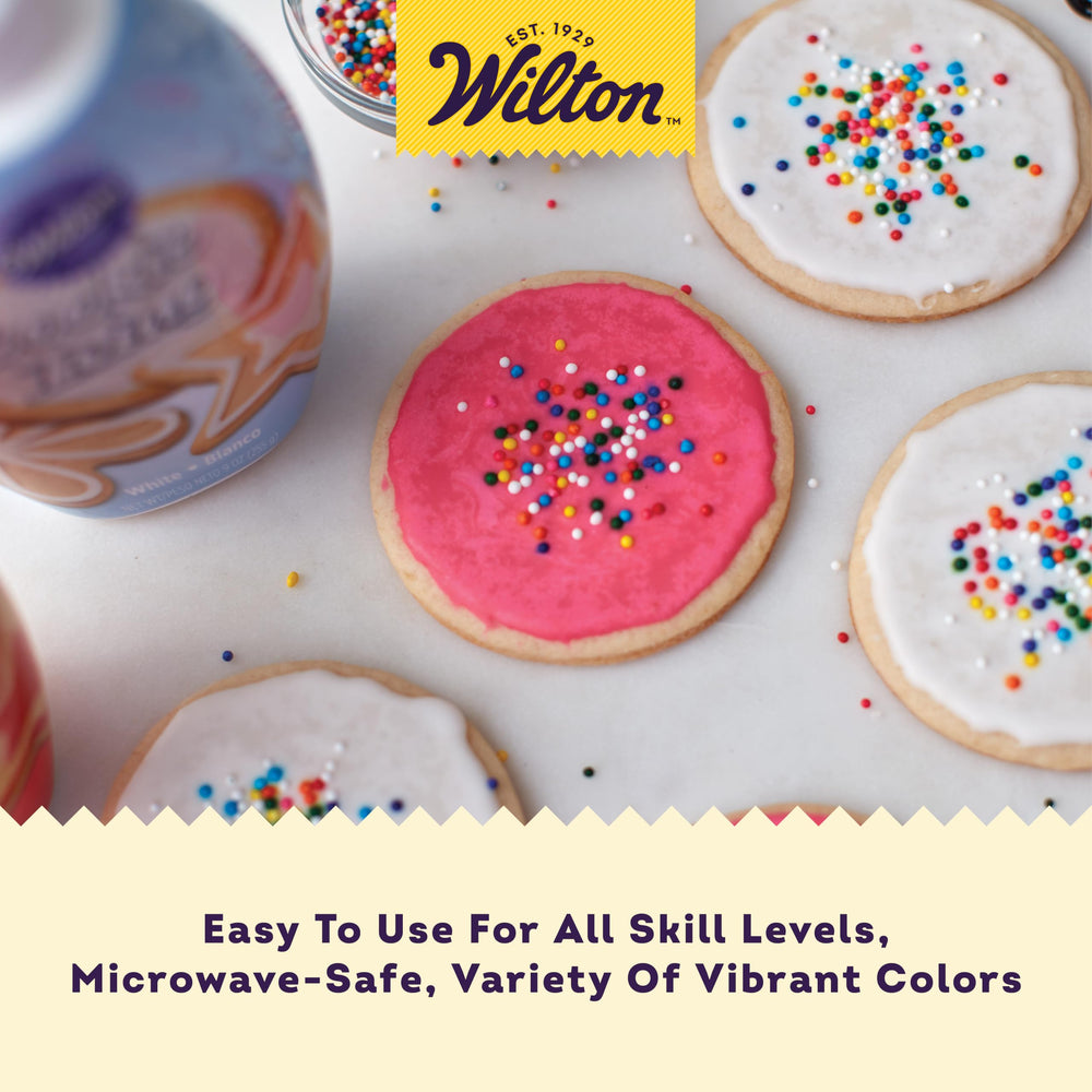 Wilton Cookie Icing for outlining and flooding to create smooth details.