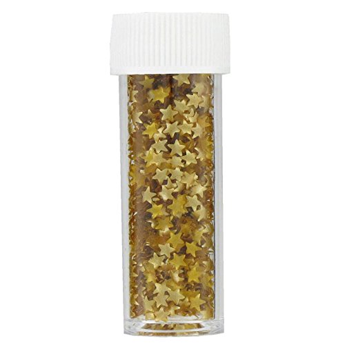Wilton edible gold star sprinkles on cupcakes add festive elegance.