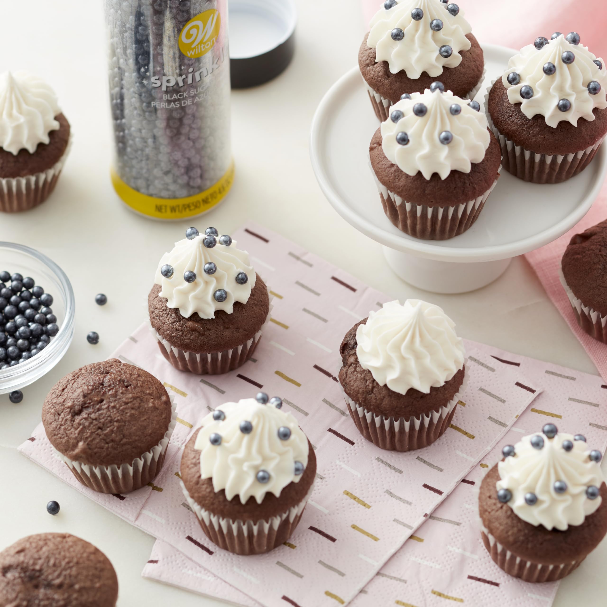 Wilton pearlized sugar for ice cream and treats adds subtle sparkle.