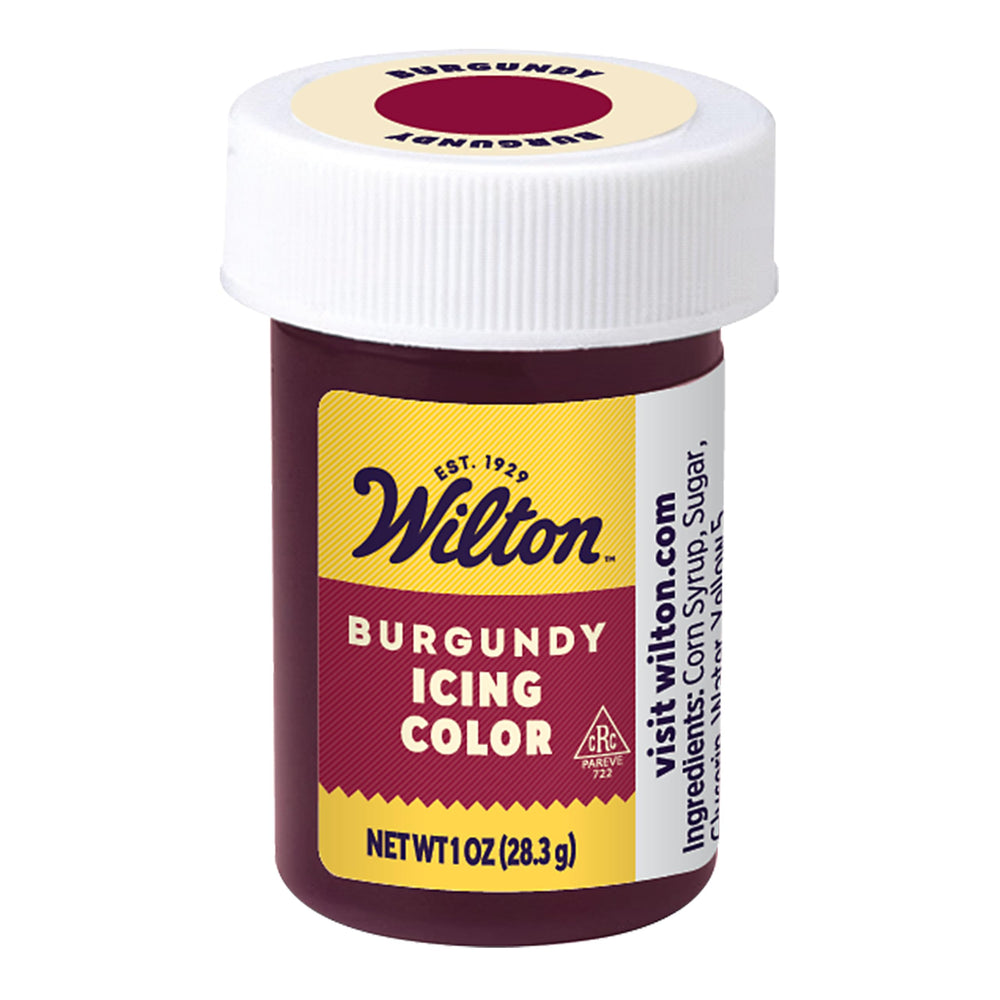 Wilton burgundy gel color 1oz bottle for precise icing shade