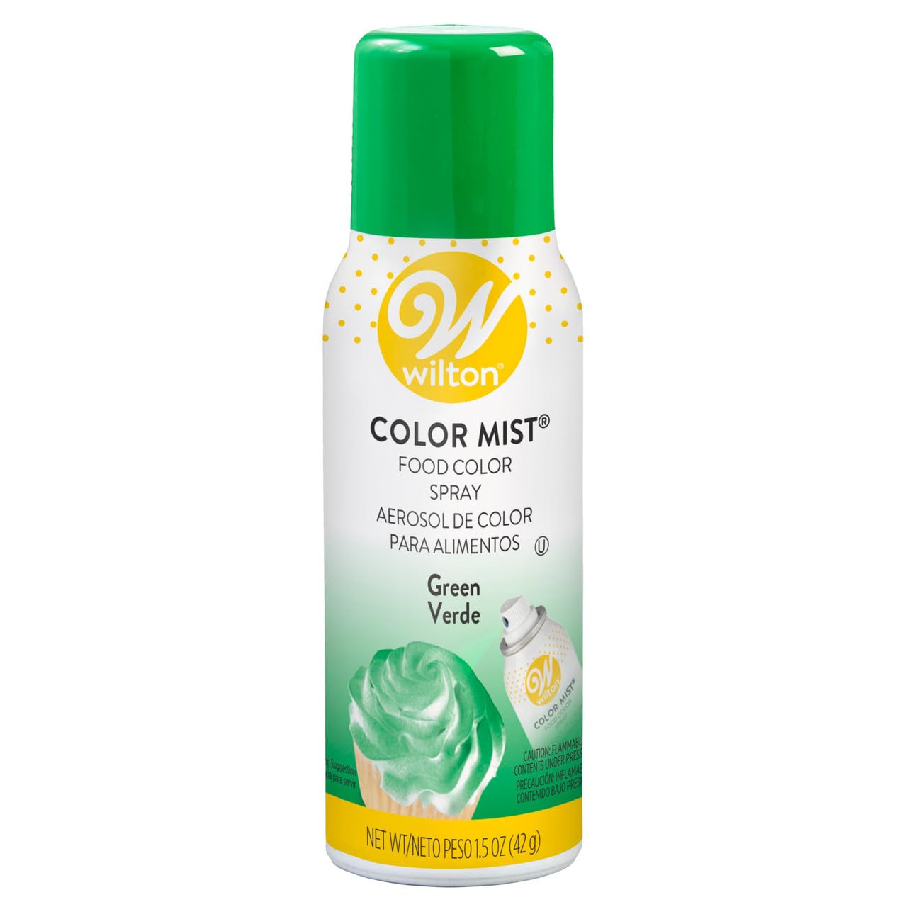 Wilton Green Color Mist spray colors desserts quickly with no mess.