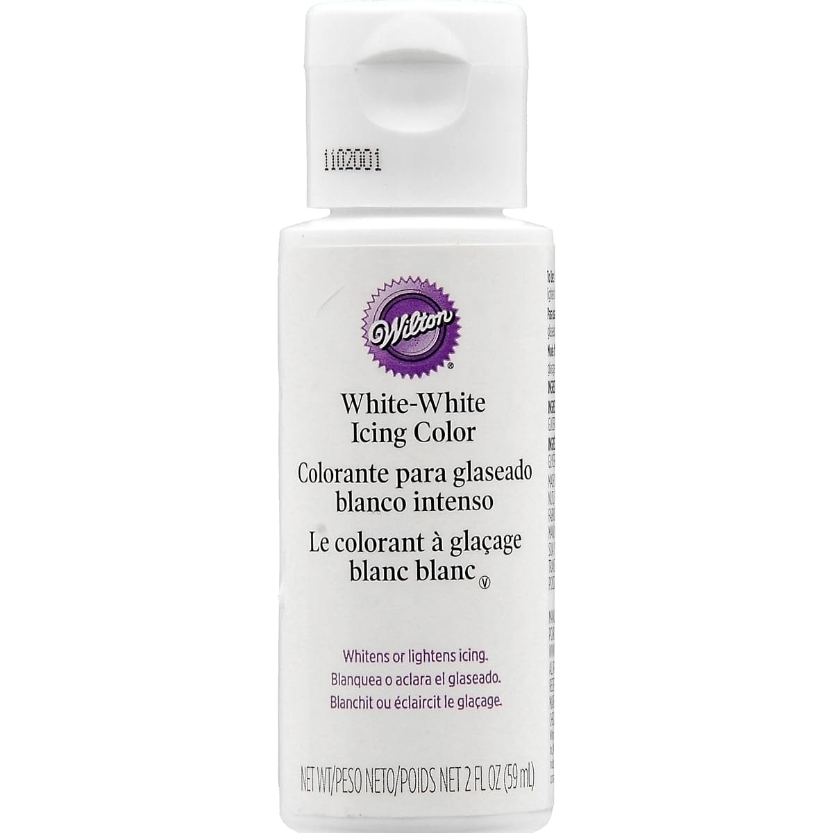 Wilton white liquid color bottle for whitening icing and wedding cake decor.