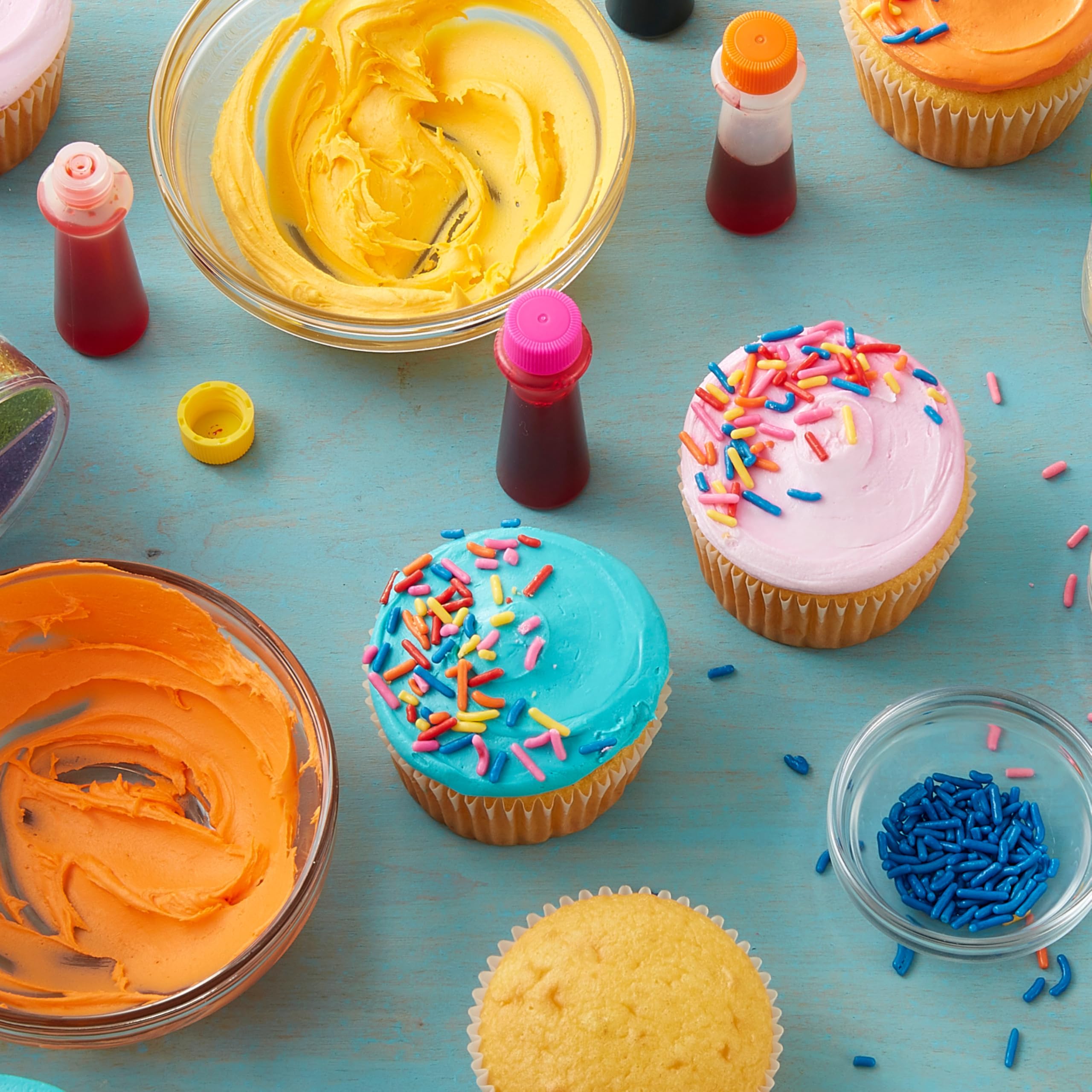 Wilton neon gel colors ready for cake decorating and Easter egg dyeing