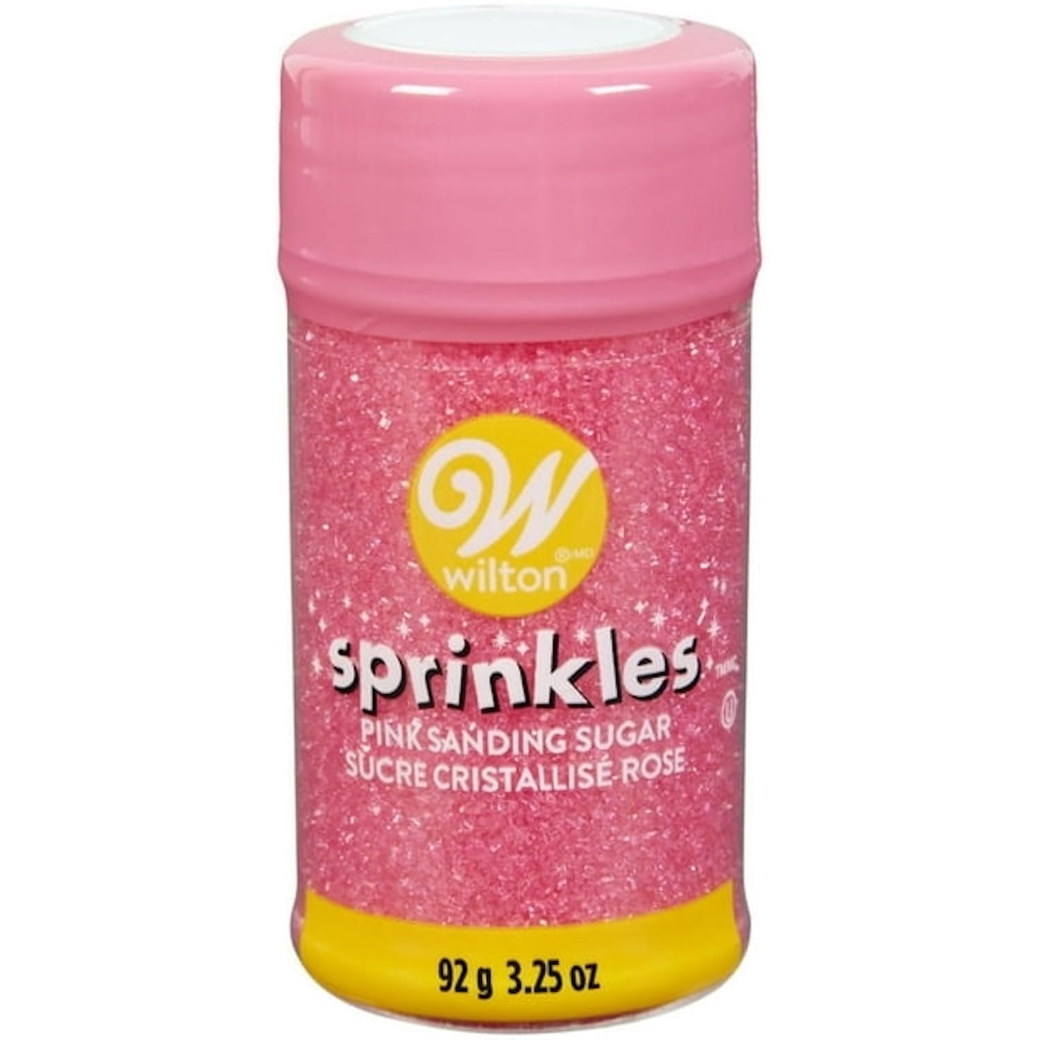 Wilton Pink Spring Sugar bottle pour for precise cake decorating and flow control.