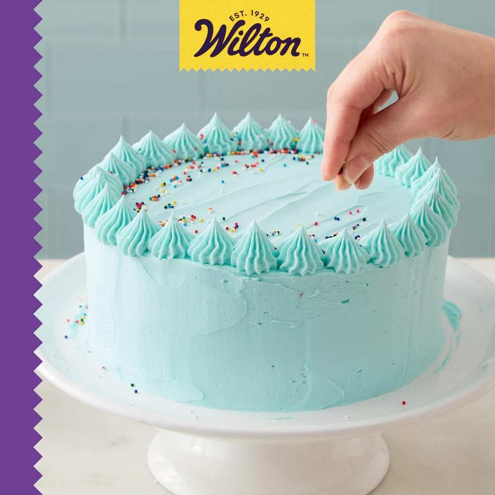 Open Wilton Rainbow Nonpareils jar shows convenient, mess-free decorating