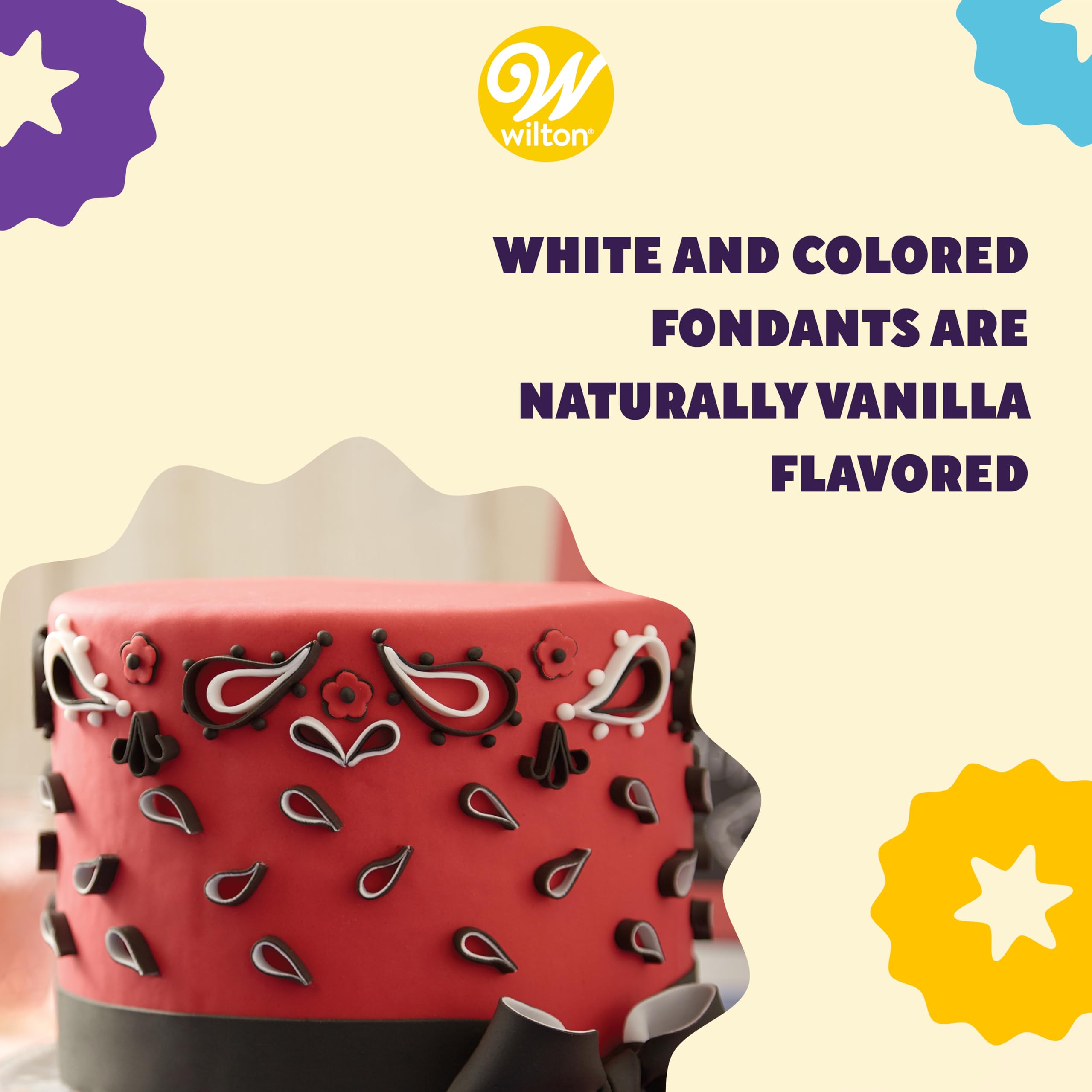 Wilton red fondant draped over an 8-inch cake for seamless coverage.