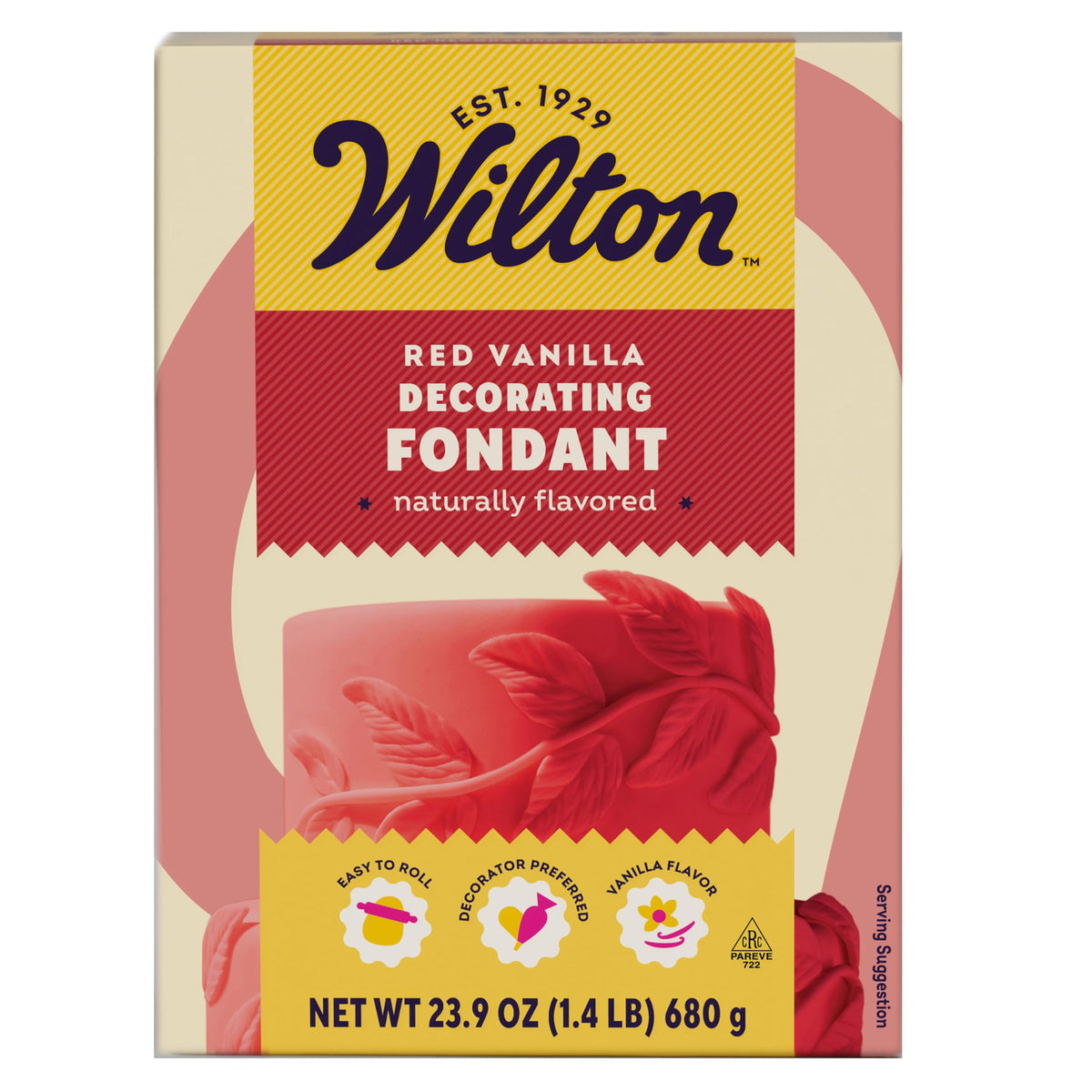 Wilton red fondant ready-to-use batch for effortless cake decorating.