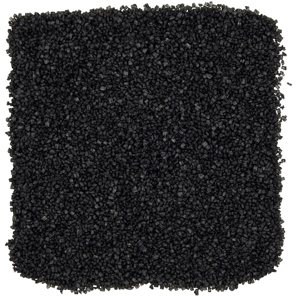 Wilton Sparkling Sugar Black on a cupcake adds festive sparkle and color