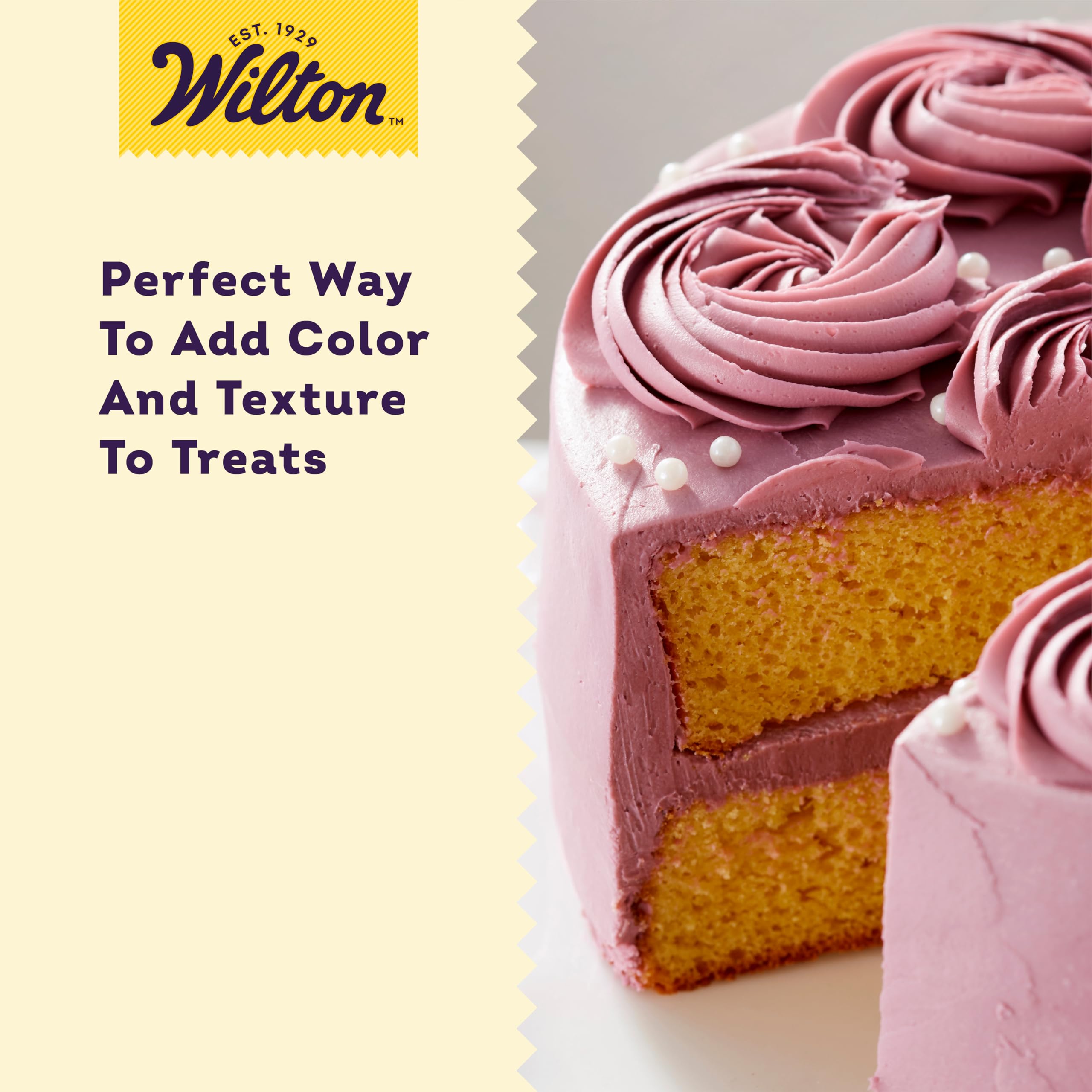 Wilton sparkling sugar adds crystalline shine to cakes and cookies.