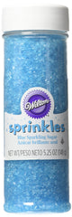 Wilton Sparkling Sugar Sprinkles blue bottle adds dazzling sparkle to desserts.
