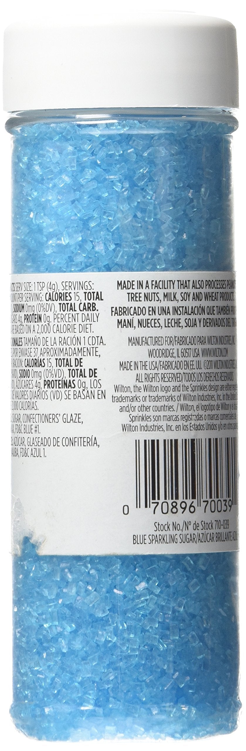 Wilton Sparkling Sugar Sprinkles on cupcake enhances color and shine.