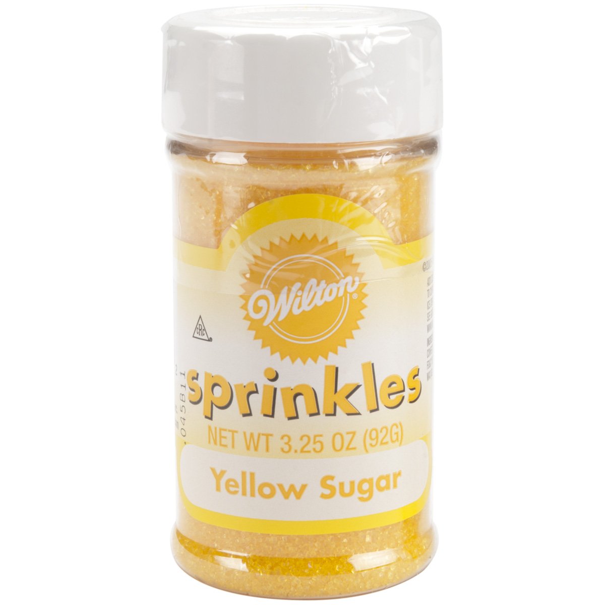 Wilton Sparkling Sugar yellow bottle close-up highlighting premium, easy-pour design.