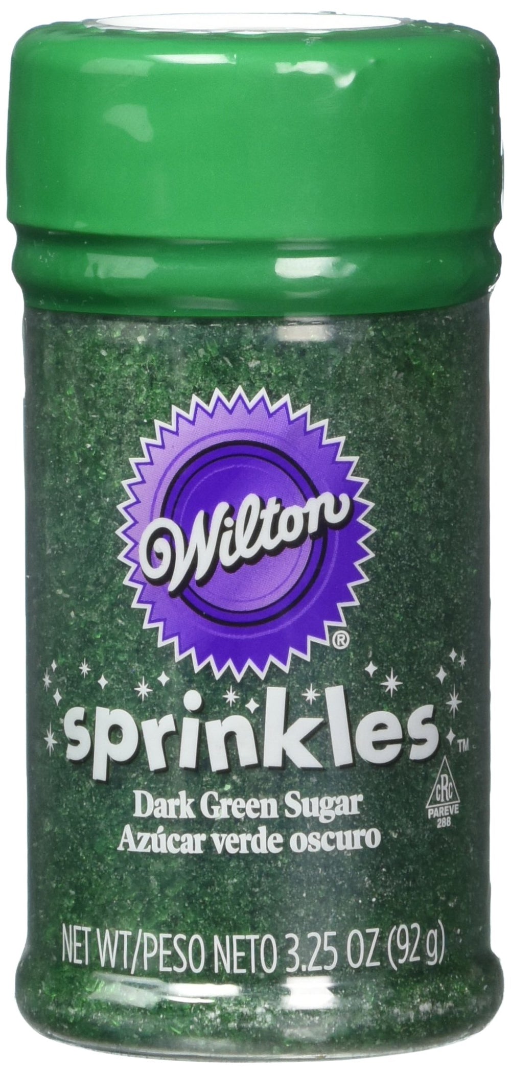 Wilton Sugar Sprinkles Dark Green jar adds vibrant color to cakes and cookies