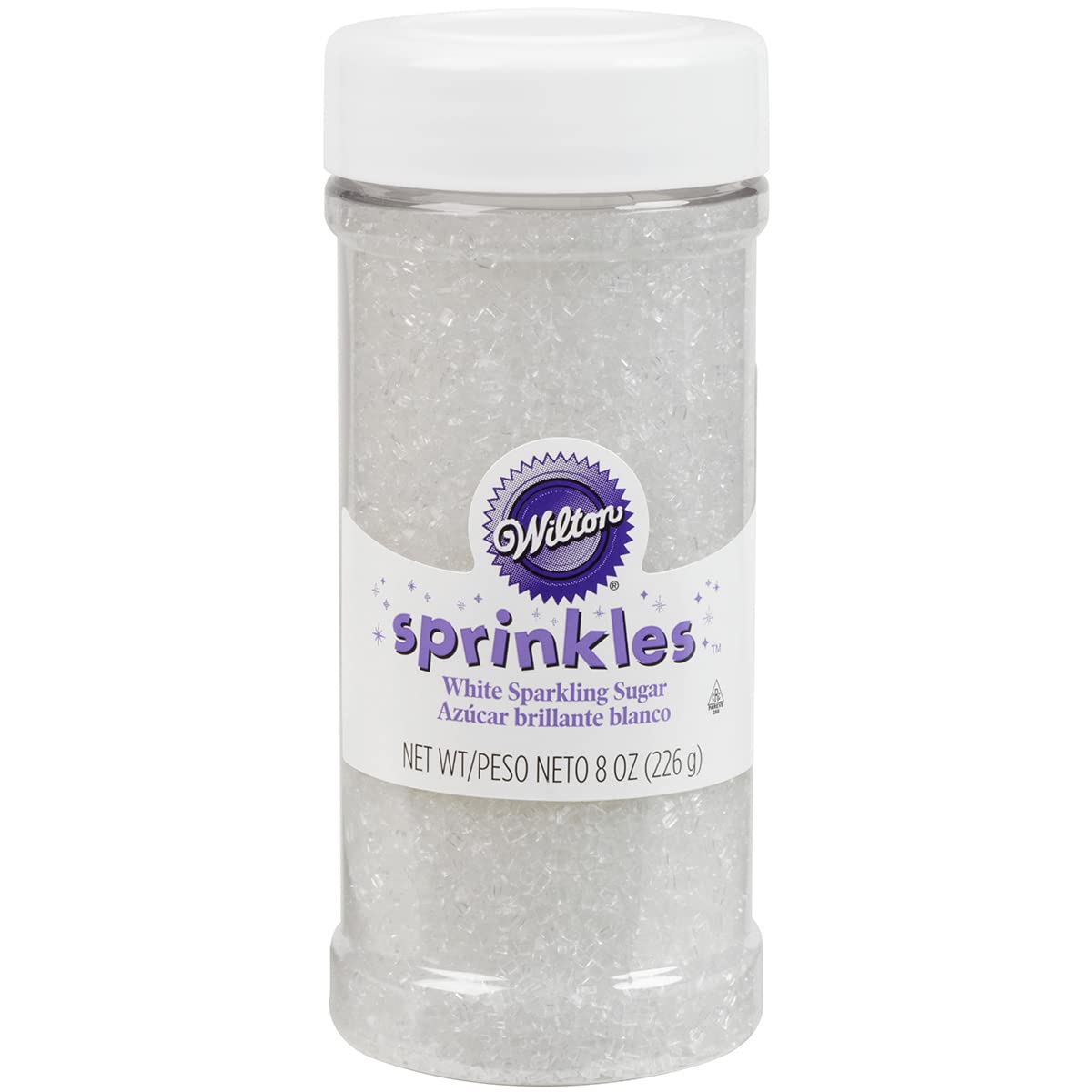 Wilton Sugar Sprinkles White 8oz add subtle shine to cupcakes, cookies, and celebrations.