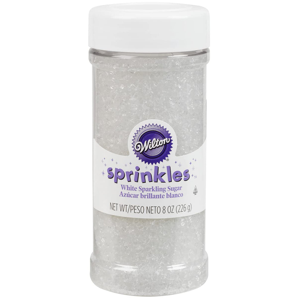 Wilton Sugar Sprinkles White 8oz add subtle shine to cupcakes, cookies, and celebrations.