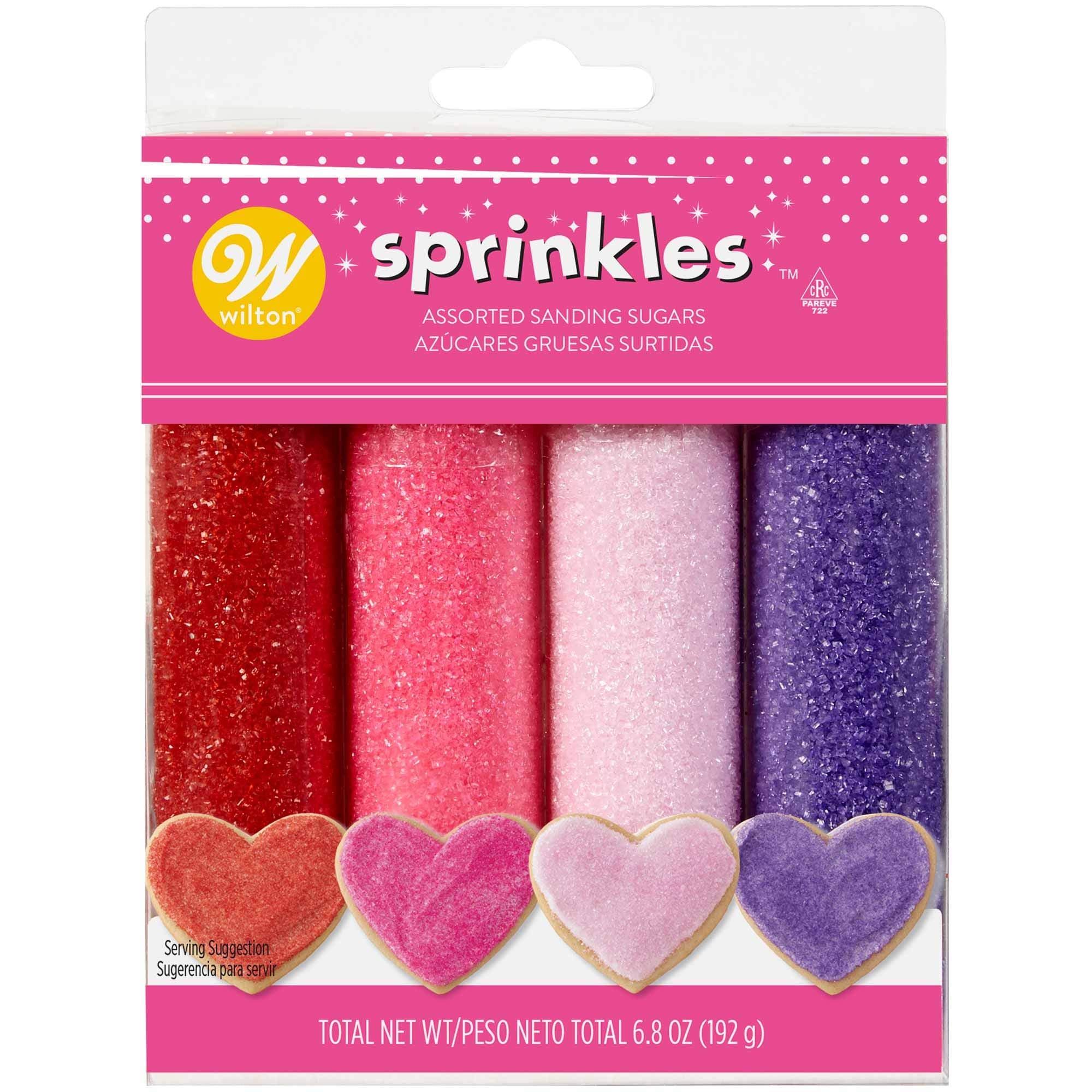 Wilton Valentine Sprinkles in four colors for festive cookies and cakes