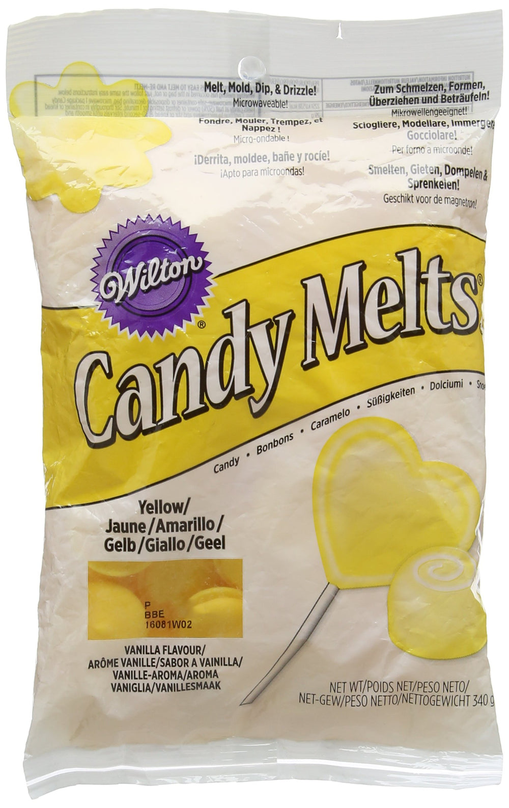 Wilton Yellow Candy Melts wafers for smooth melting and coating