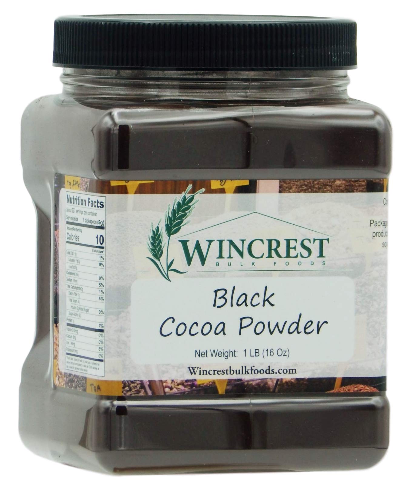 WinCrest Black Cocoa Powder 1lb container for deep chocolate flavor in baking