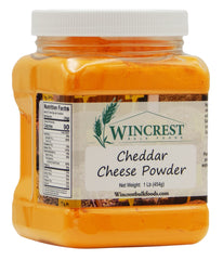 WinCrest cheddar cheese powder tub adds rich flavor to snacks.