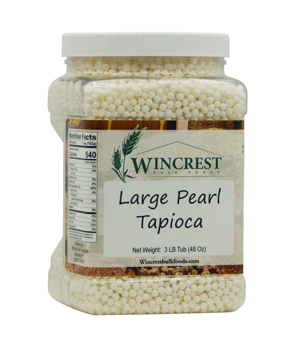 WinCrest Bulk Foods large pearl tapioca tub for classic tapioca pudding.