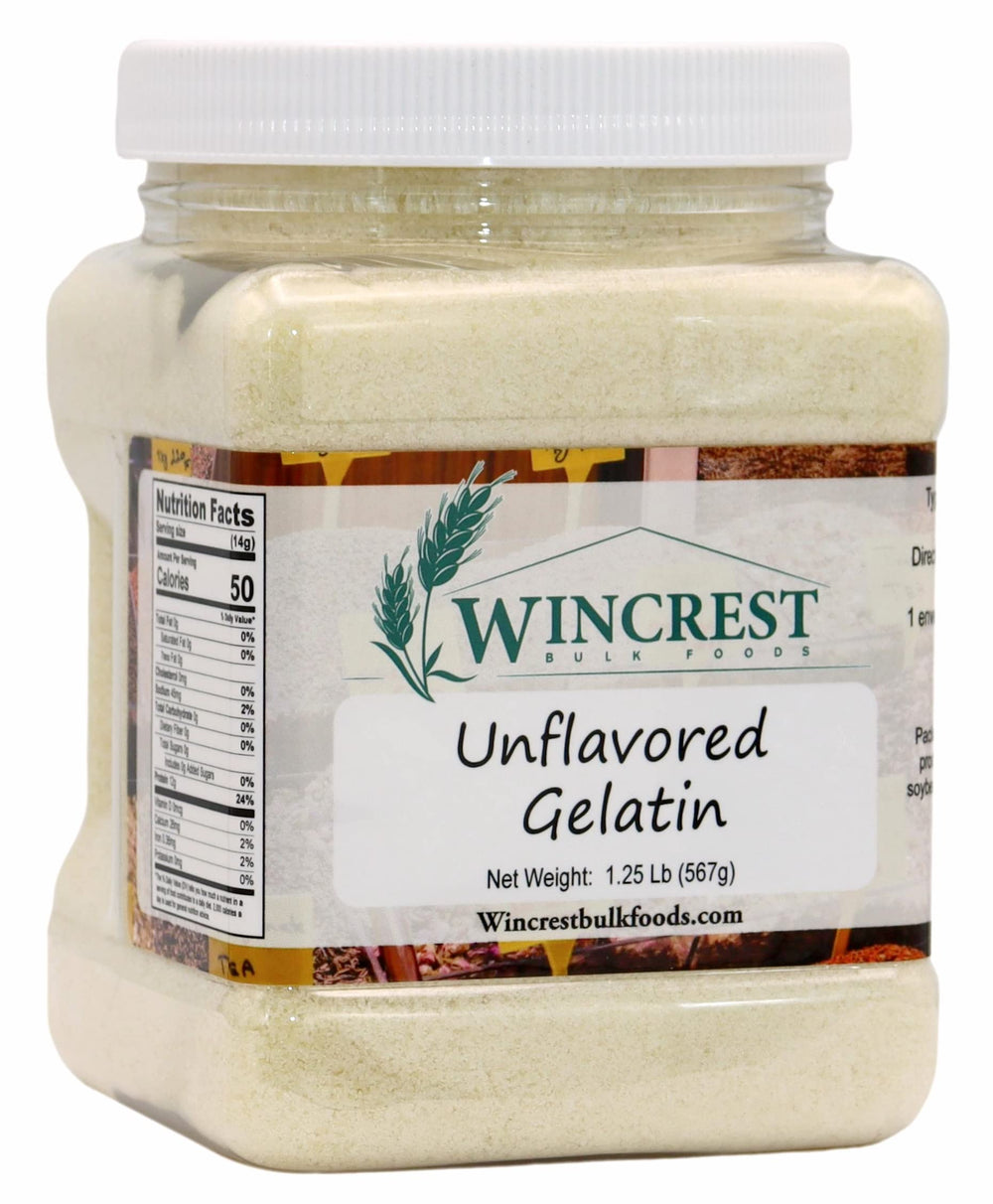 WinCrest Unflavored Gelatin tub 20oz, ideal for setting jams and yogurts.