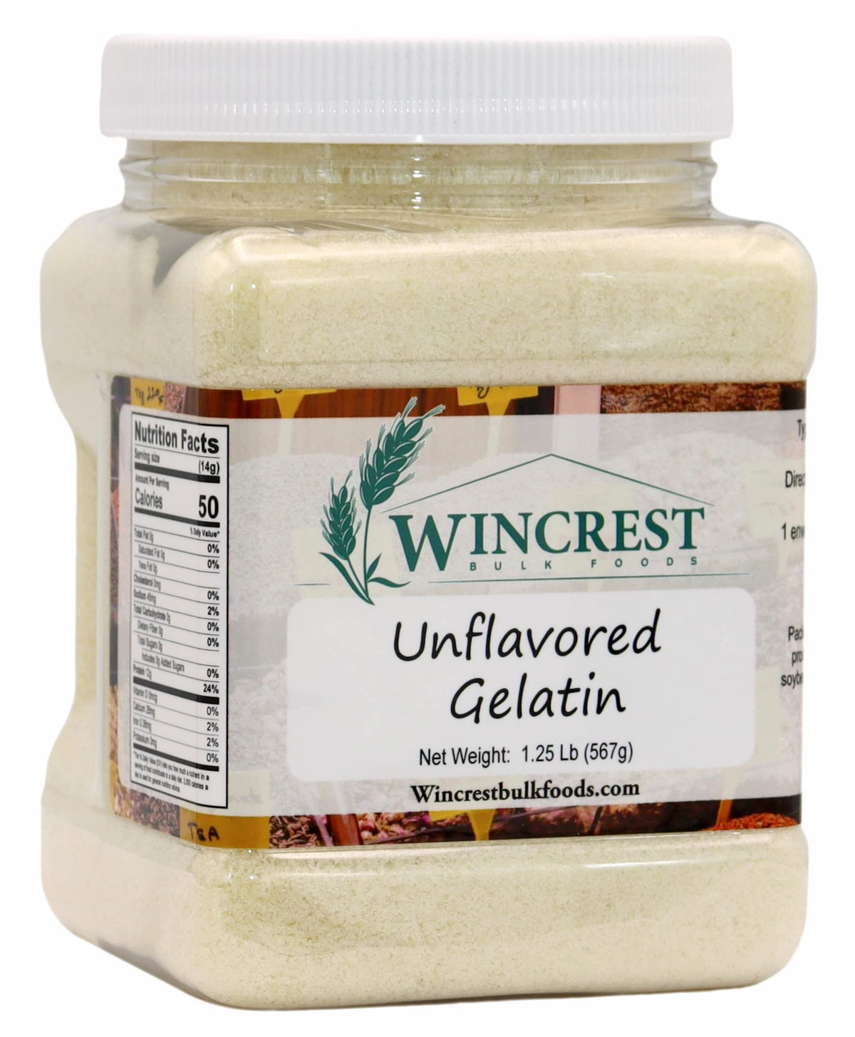 WinCrest Unflavored Gelatin tub 20oz, ideal for setting jams and yogurts.