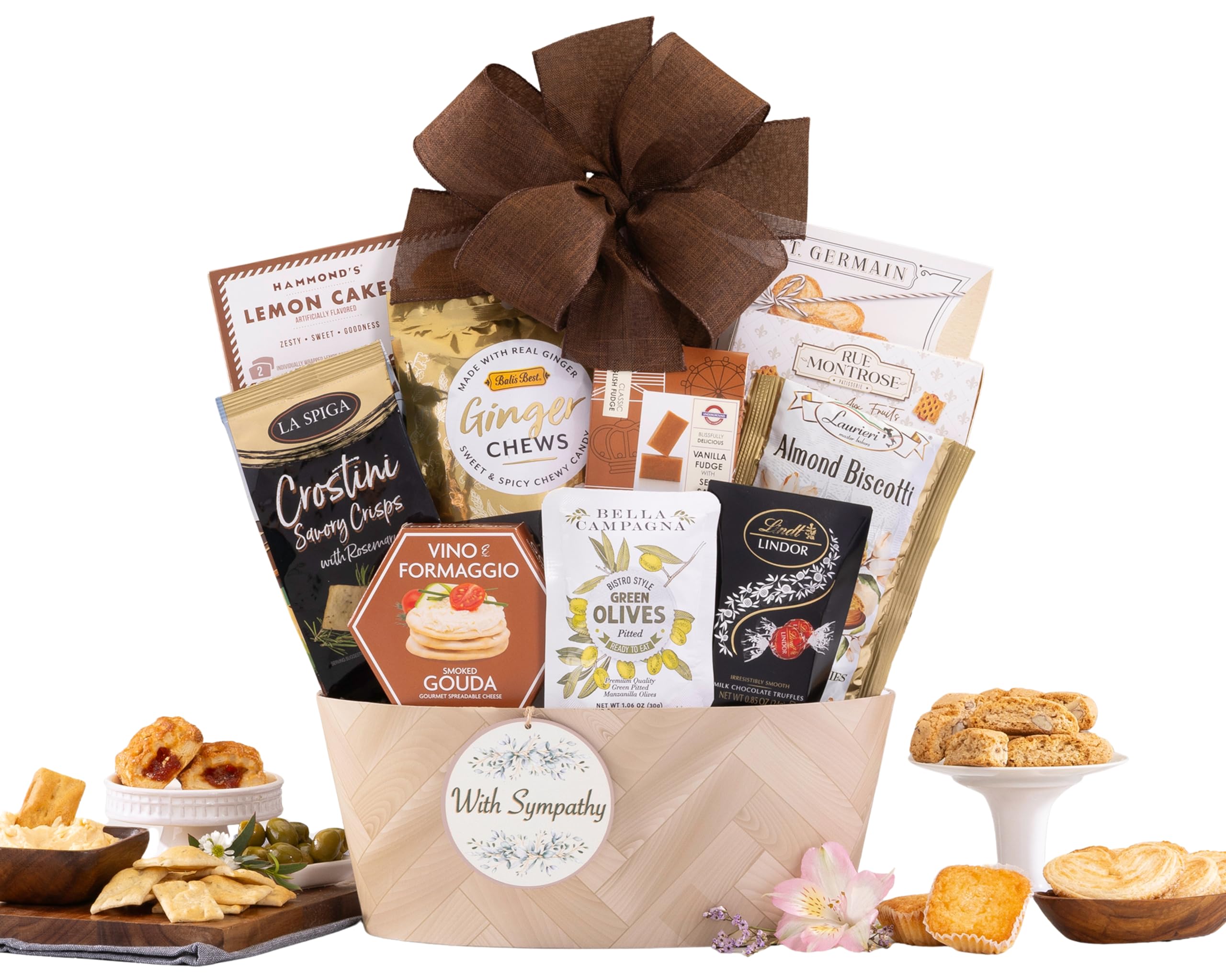 Wine Country Gift Baskets sympathy gift basket front view, ready to gift