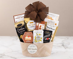 Wine Country Gift Baskets sympathy gift basket close-up of artisanal treats