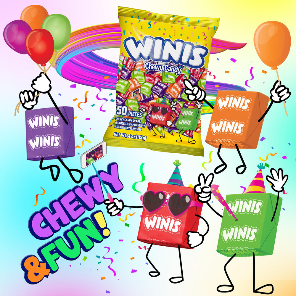 Winis taﬀy individually wrapped pieces for sharing