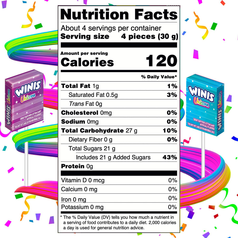 Winis Unicorn cotton candy flavored pops add playful sweetness