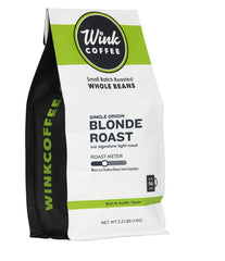 Wink Coffee Blonde Roast bag front, 2.2 lb, ideal for daily mornings.