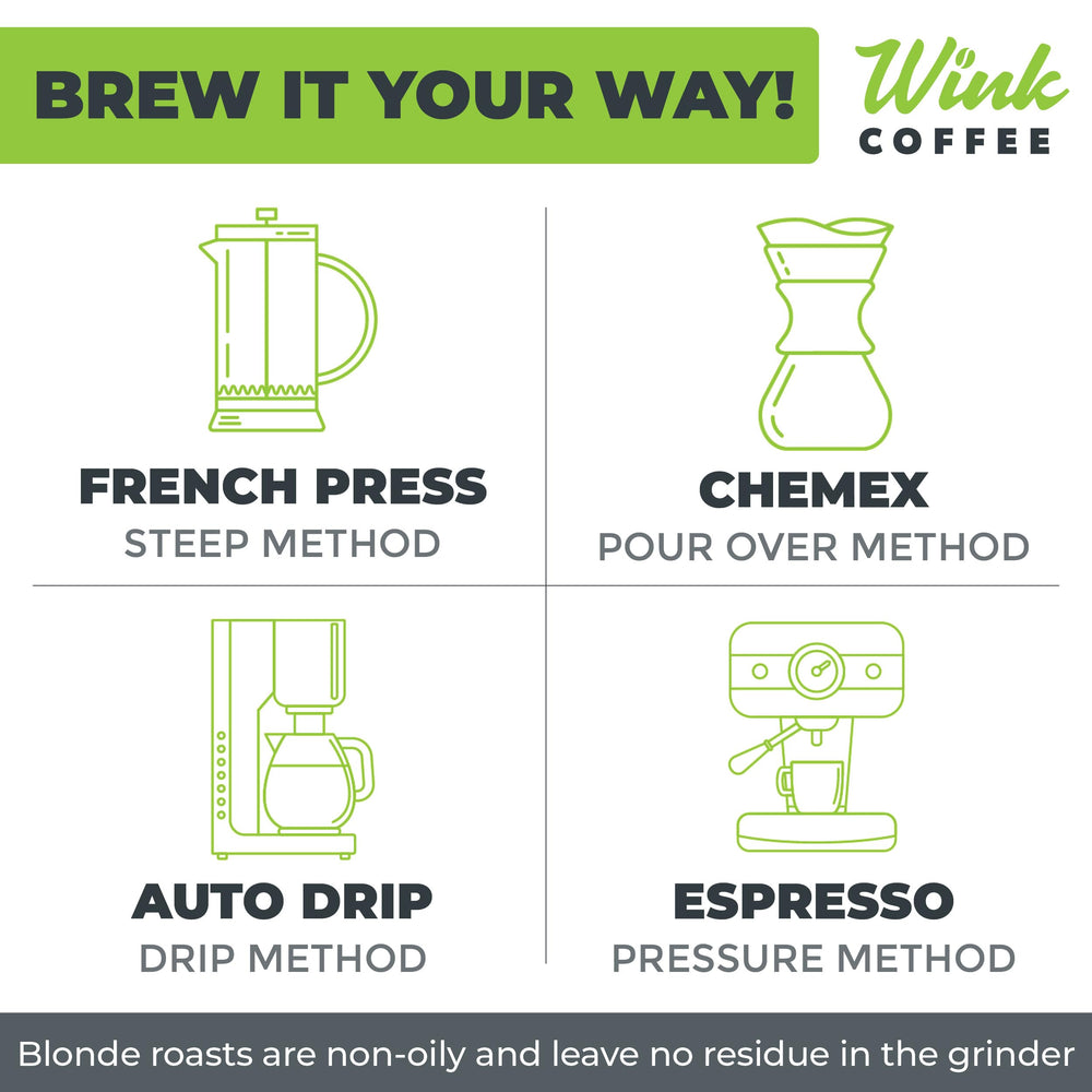 Wink Coffee French press morning vibe yielding a mellow cup
